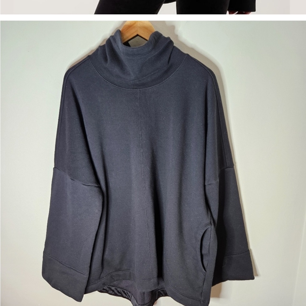 Athleta Cozy Karma Funnel Neck Black Sweatshirt XL